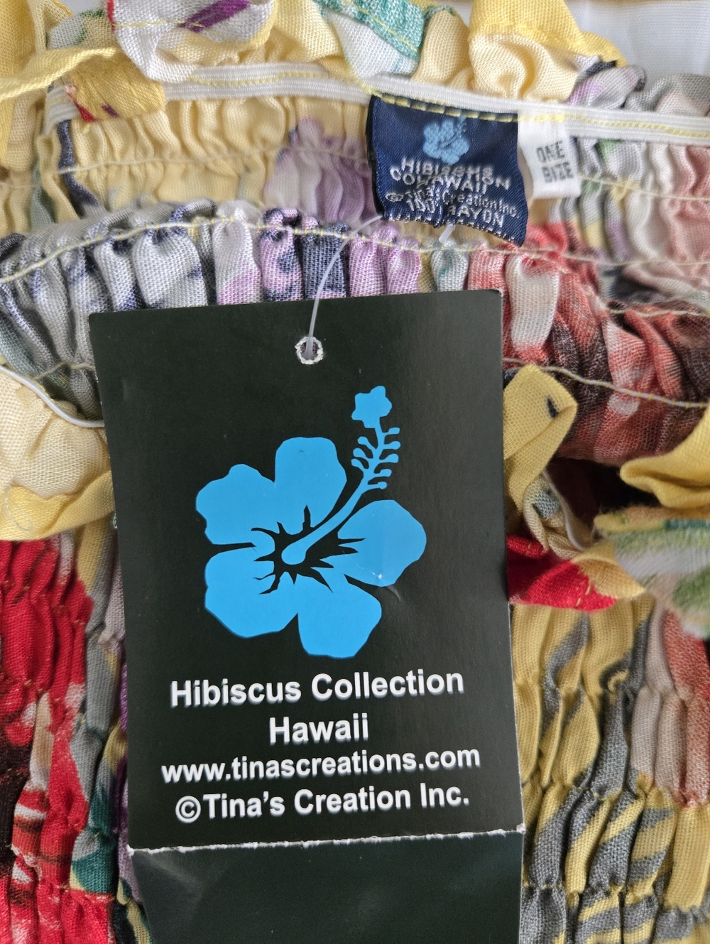 Hibiscus Collection Hawaii Sundress Knee Length Yellow And Floral Multicolor NWT - Picture 2 of 7